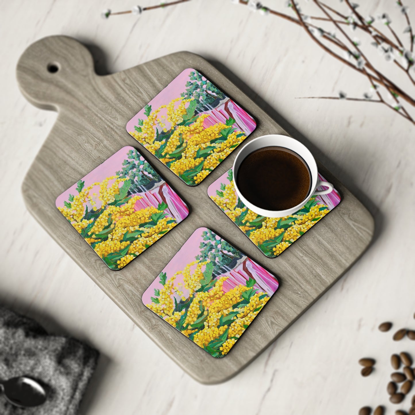 "Wattle And Gorge" Coasters By Nicole Blake