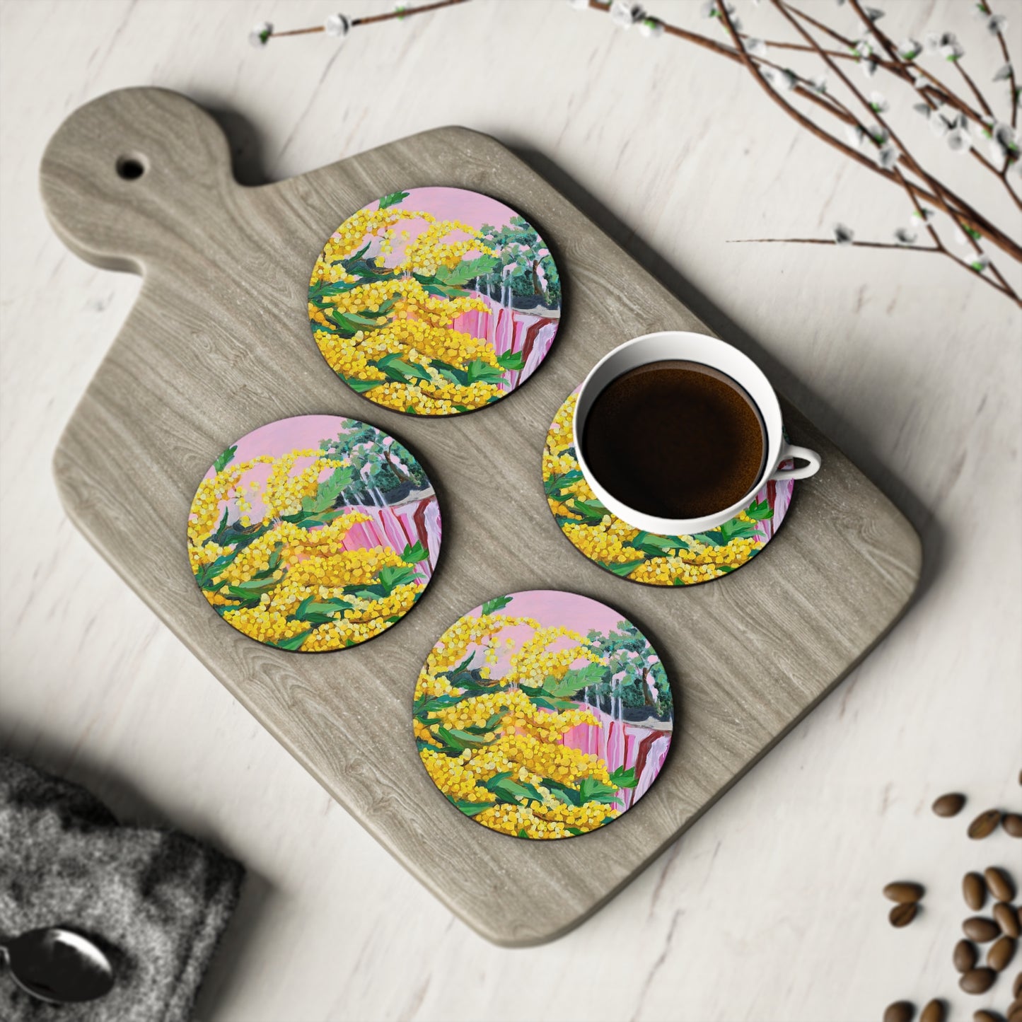 "Wattle And Gorge" Coasters By Nicole Blake