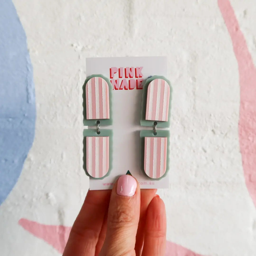 Strip Slate / Pink Stripe Dangle