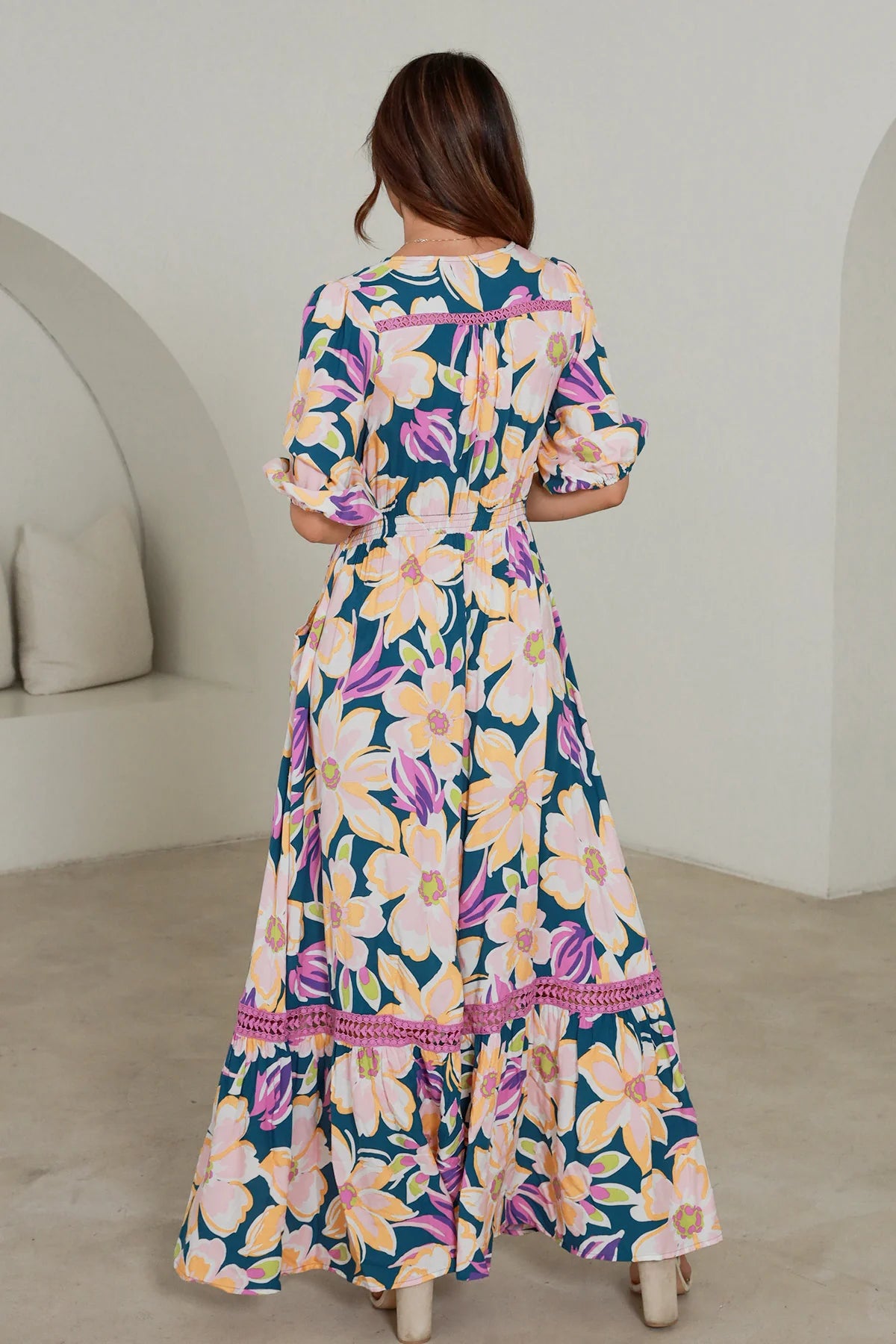 Beatrix 1/2 sleeves Maxi Dress