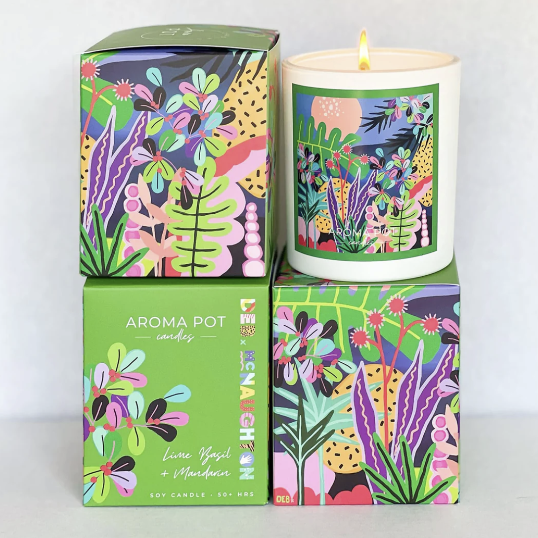 Deb McNaughton artist soy candle | Lime Basil + Mandarin | 50+hrs