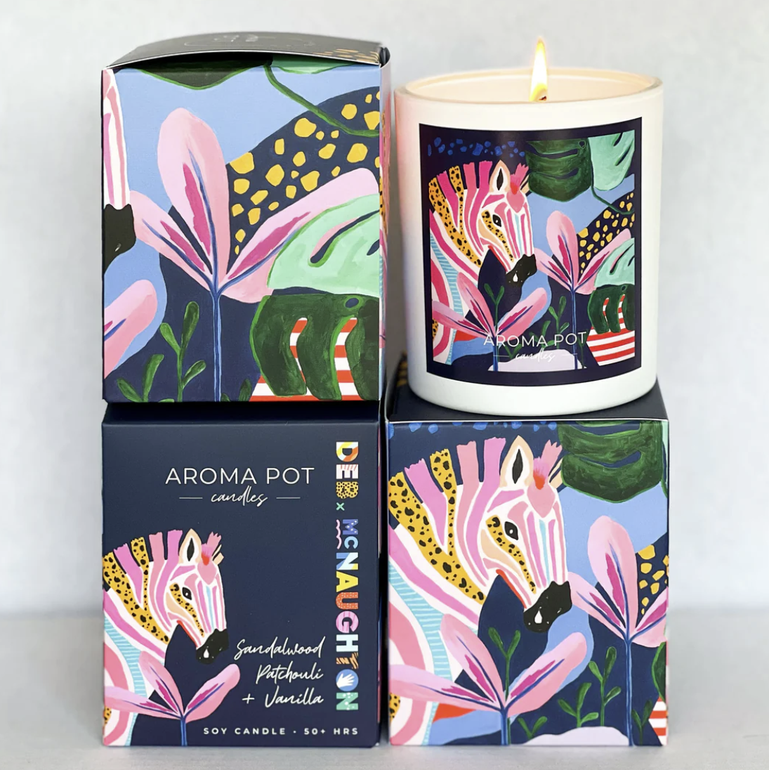Deb McNaughton artist soy candle | Sandalwood Patchouli + Vanilla | 50+hrs