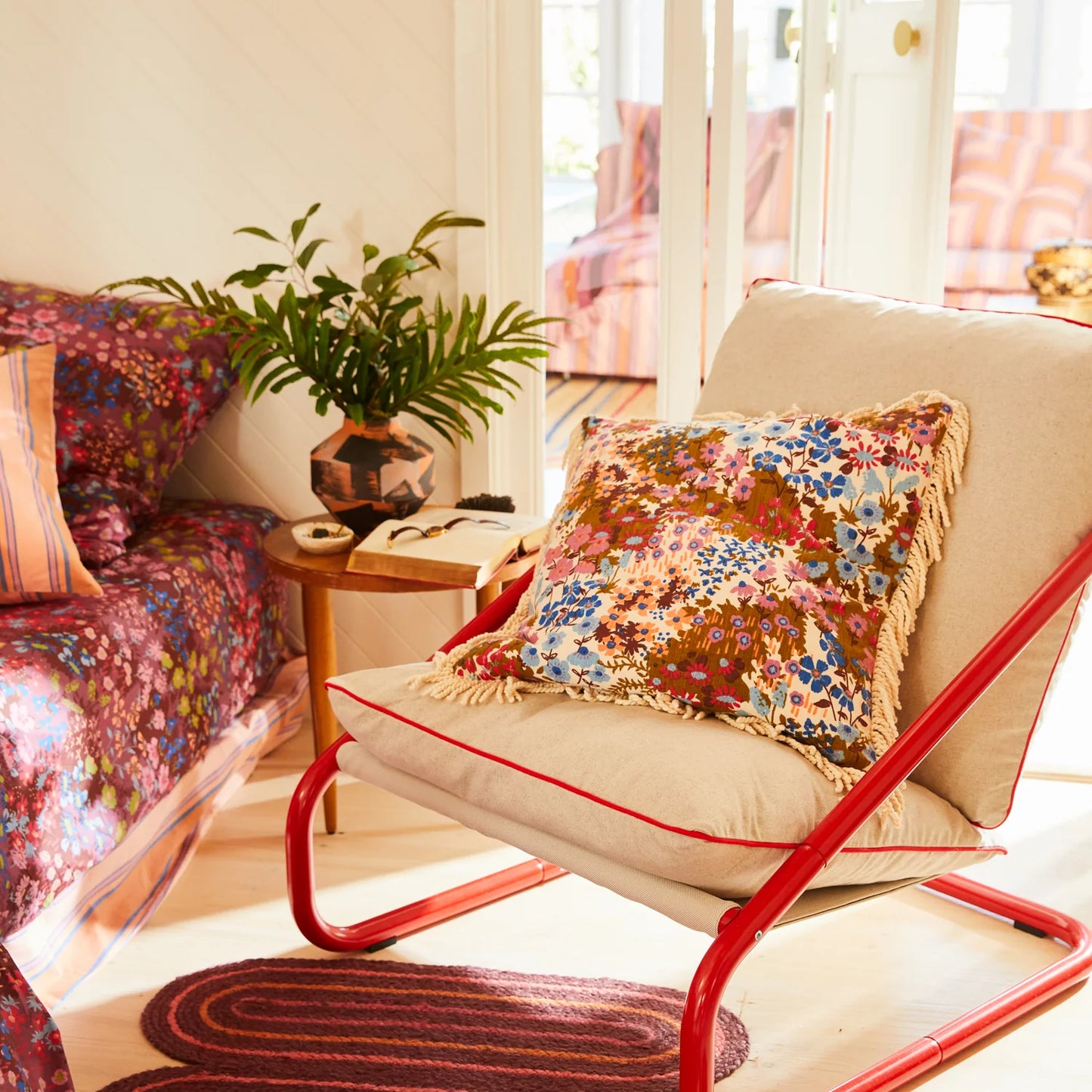 Aisha Fringe Cushion - Ginger