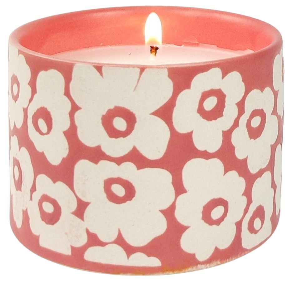 Retro Floral Candle - Vanilla - Pink