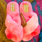 Womens Pink Fluffy Slippers