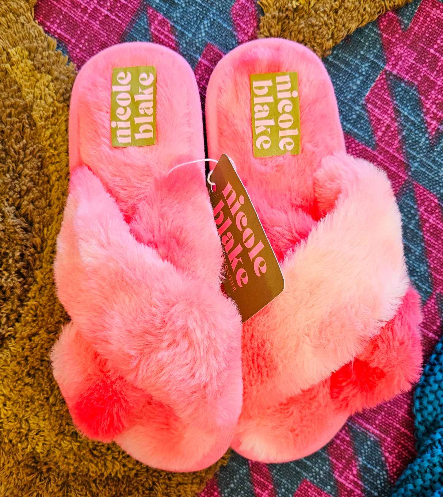 Womens Pink Fluffy Slippers