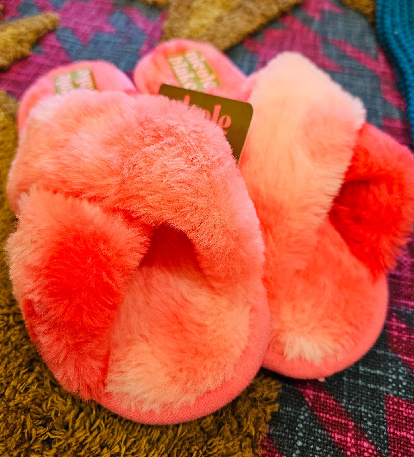 Womens Pink Fluffy Slippers