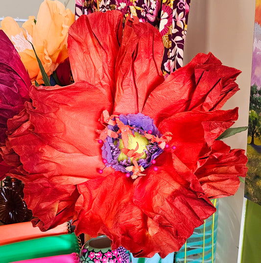 Dancing Paper Flower Orange Large Stem