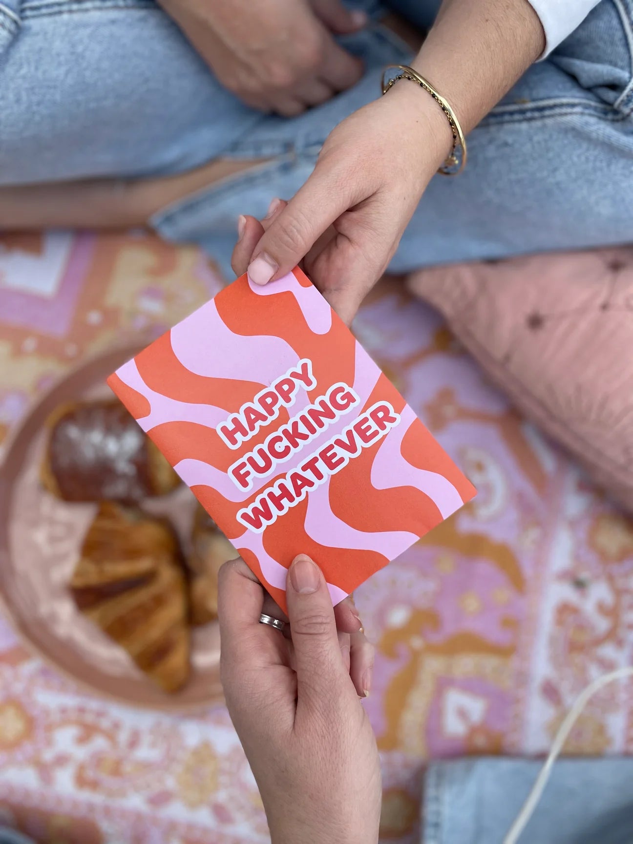 Happy Fucking Whatever - Orange & Pink Life Events and Birthday Greeting Card