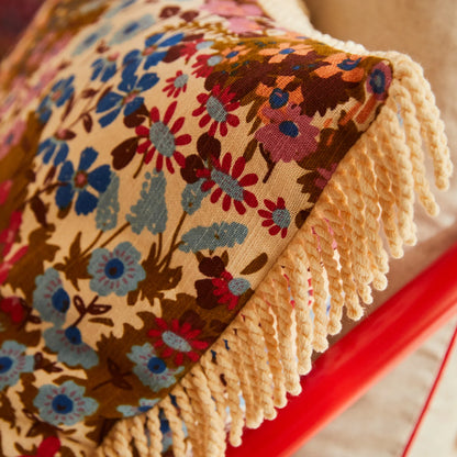 Aisha Fringe Cushion - Ginger