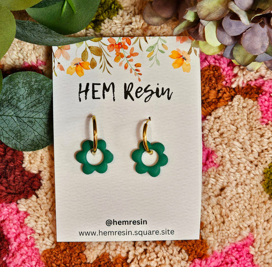 Green Flower Earrings