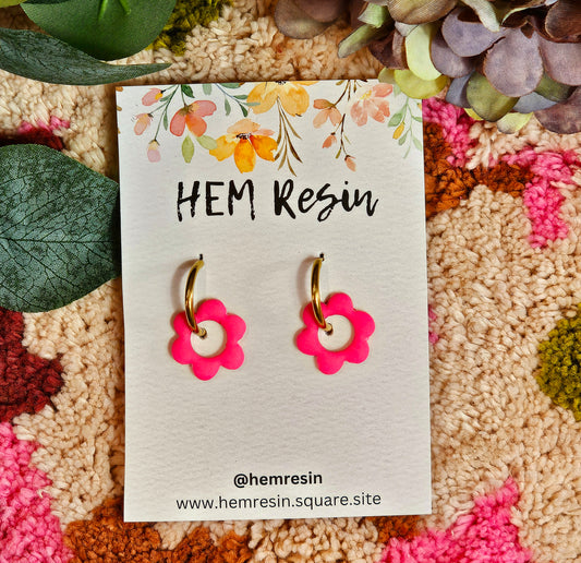 Pink Flower Earrings