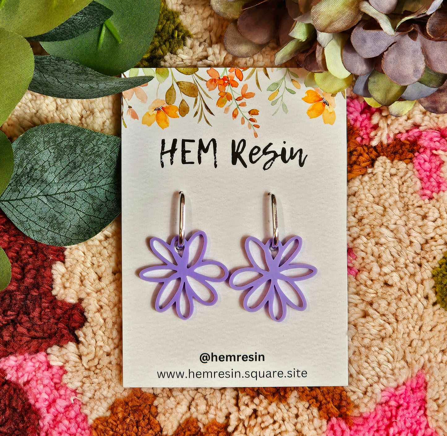 Purple Flower Earrings