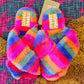 Womens Multi Fluffy Slippers