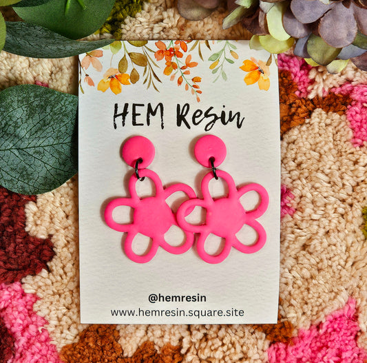 Pink Flower Daisy Earrings