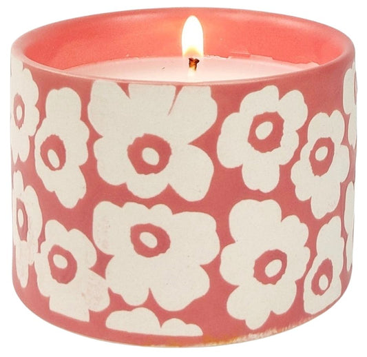 Retro Floral Candle - Vanilla - Pink