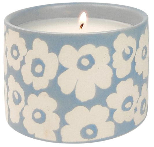 Retro Floral Candle - Vanilla - Blue